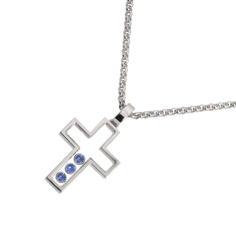 Chopard Happy Diamonds Cross Sapphire Necklace, 42cm, 18K WG (White Gold 750)